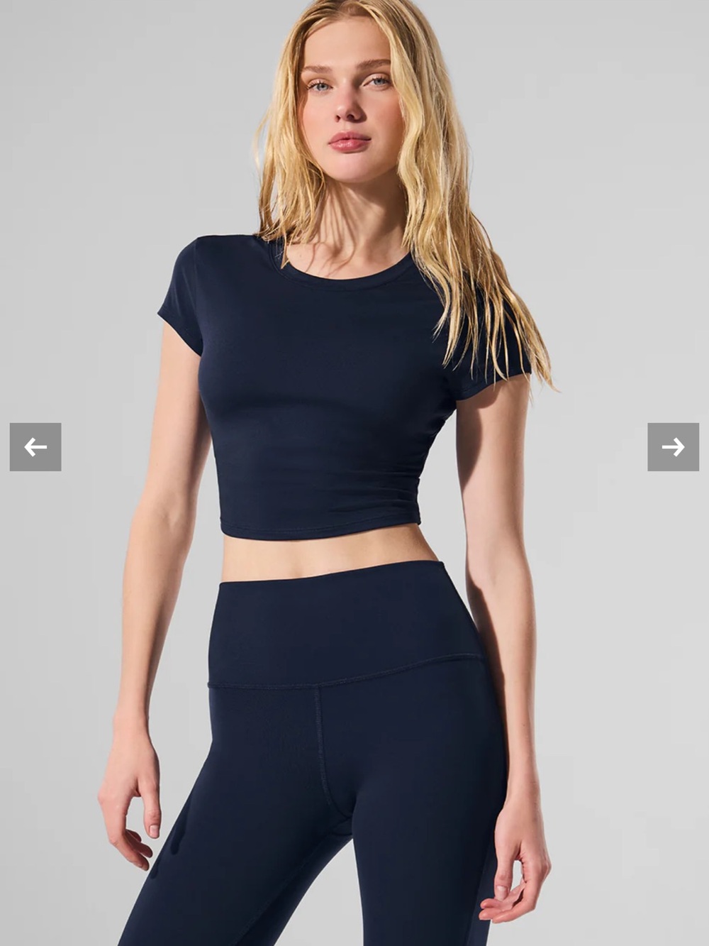 ALO Yoga Alosoft Crop Finesse Short Sleeve Crop Top - Navy